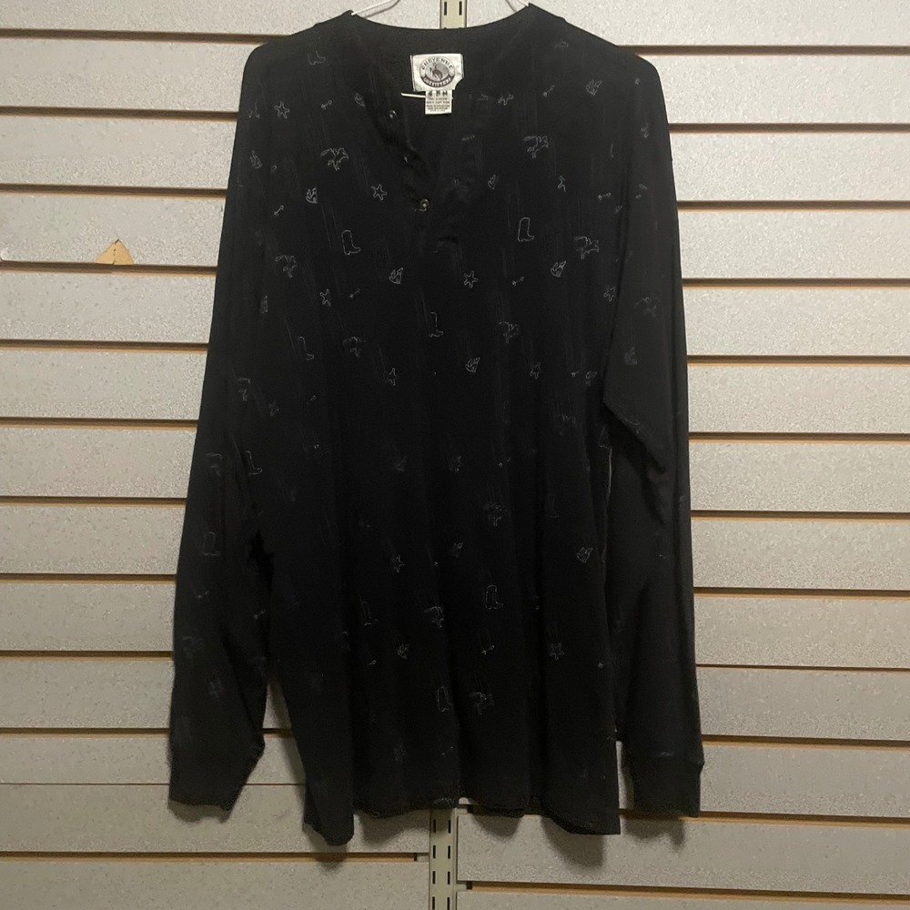 Mens Cheyenne Outfitters Western Cowboy Black Long Sleeve Shirt‎ Patterned L
